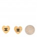 Metal Enamel CC Heart Earrings Gold Black