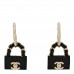 Metal Resin Lambskin Quilted CC Turnlock Chain Bag Hoop Black Gold