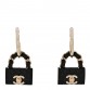 Metal Resin Lambskin Quilted CC Turnlock Chain Bag Hoop Black Gold