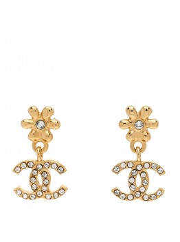 Metal Crystal CC Daisy Drop Earrings Gold