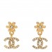 Metal Crystal CC Daisy Drop Earrings Gold