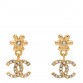 Metal Crystal CC Daisy Drop Earrings Gold