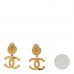 Metal CC Logo Drop Clip On Earrings Gold