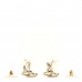 Lambskin Chain Crystal Pearl CC Drop Earrings Gold