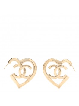 Metal CC Heart Coco In Love Hoop Earrings Gold