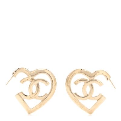 Metal CC Heart Coco In Love Hoop Earrings Gold