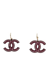 Crystal Resin CC Drop Earrings Pink Burgundy