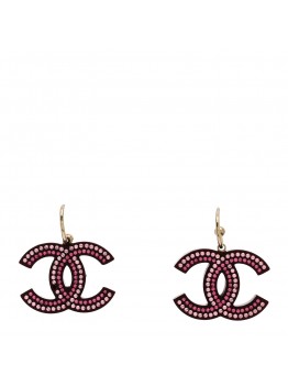 Crystal Resin CC Drop Earrings Pink Burgundy