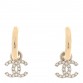 Crystal CC Hoop Drop Earrings Light Gold
