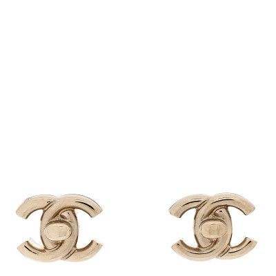 Metal CC Turnlock Earrings Gold