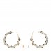 Crystal Lambskin CC Chain Hoop Earrings Gold Black