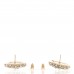 Pearl Crystal CC Round Earrings Light Gold