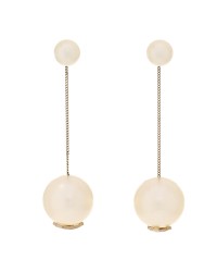 Pearl CC Chain Drop Earrings Gold