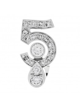 18K White Gold Diamond Eternal No.5 Single Earring