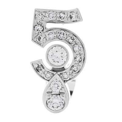 18K White Gold Diamond Eternal No.5 Single Earring