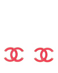 Metal Enamel CC Earrings Hot Pink