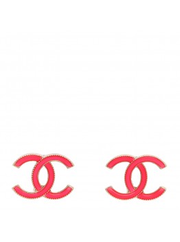 Metal Enamel CC Earrings Hot Pink
