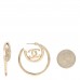 Crystal CC Double Hoop Earrings Gold