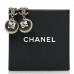 Resin Crystal Pearl CC Ball Drop Earrings Black Gold