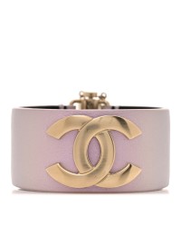 Iridescent Calfskin CC Wide Cuff M Lilac