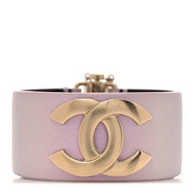 Iridescent Calfskin CC Wide Cuff M Lilac