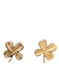 Metal Clover CC Earrings Gold