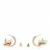 Pearl Crystal Baguette No 5 Lock Drop Earrings Gold Pearly White