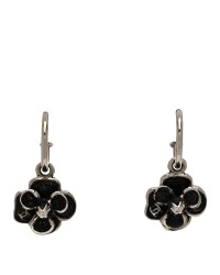 Enamel CC Camellia Drop Earrings Black