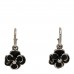 Enamel CC Camellia Drop Earrings Black