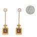Crystal Pearl CC Perfume Bottle Chain Drop Earrings Gold