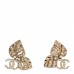 Crystal Pearl CC Leaf Earrings Gold