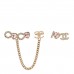 Metal Strass I Love Coco Heart Chain Climber Earrings Gold Pink