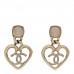 Metal Strass CC Heart Drop Earrings Gold