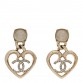 Metal Strass CC Heart Drop Earrings Gold
