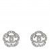 Crystal Coco Flapper Camellia CC Stud Earrings Silver