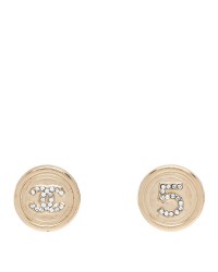 Crystal CC No 5 Round Earrings Gold
