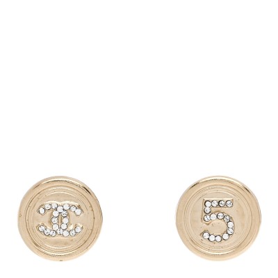 Crystal CC No 5 Round Earrings Gold