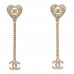 Pearl Crystal CC Heart Drop Earrings Gold White
