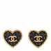 Metal Enamel CC Denim Heart Earrings Gold Blue