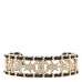 Metal Lambskin Crystal Chain Star CC Cuff M Black Gold