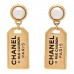 Pearl CC Tags Drop Earrings Gold