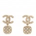 Pearl Baguette Crystal CC Drop Earrings Gold