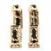 Crystal Lambskin CC Chain Hoop Earrings Gold Black