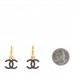 Metal Enamel CC Denim Drop Earrings Gold Blue