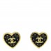 Metal Enamel CC Denim Heart Earrings Gold Blue