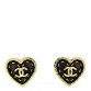 Metal Enamel CC Denim Heart Earrings Gold Blue