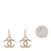 Metal Crystal Studded CC Hoop Drop Earrings Gold