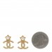 Metal Crystal Pearl CC Star Earrings Gold Pearly White