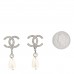 Pearl Crystal CC Drop Earrings Silver Pearly White