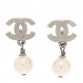 Pearl CC Drop Earrings Silver